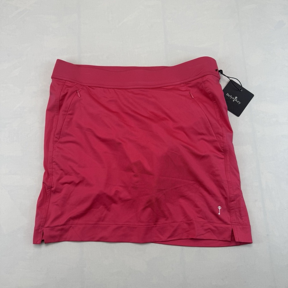 NWT Belyn Key Women's Medium Pink Golf Skort Athletic Tennis Zip Pockets
